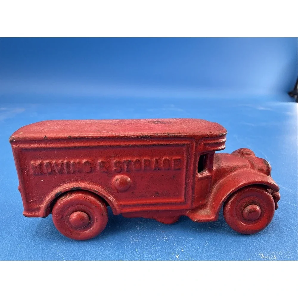 Vintage 1930s Cast Iron AC Williams Moving & Storage Truck Red 3 3/4